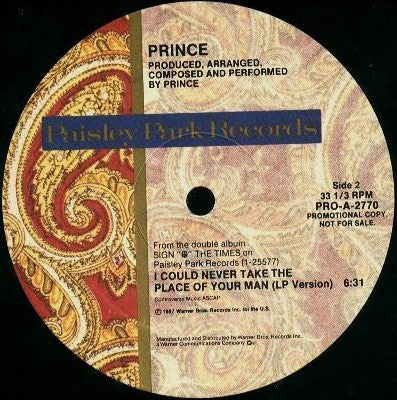 Prince : I Could Never Take The Place Of Your Man (12", Single, Promo)