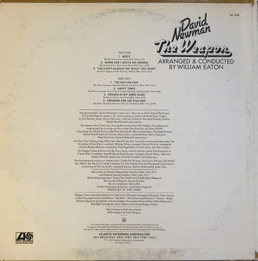 David Newman* : The Weapon (LP, Album, PR)