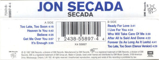 Jon Secada : Secada (Cass, Album, Dol)