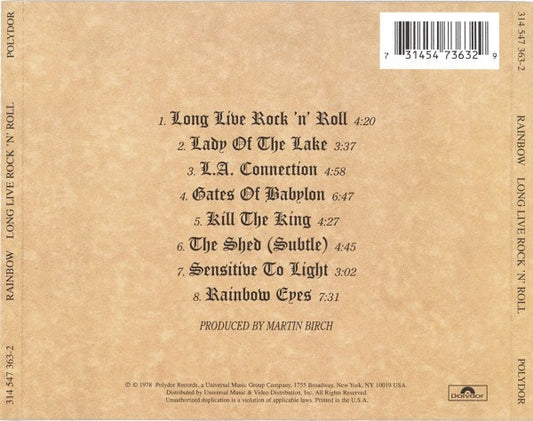 Rainbow : Long Live Rock 'N' Roll (CD, Album, RM, RP)