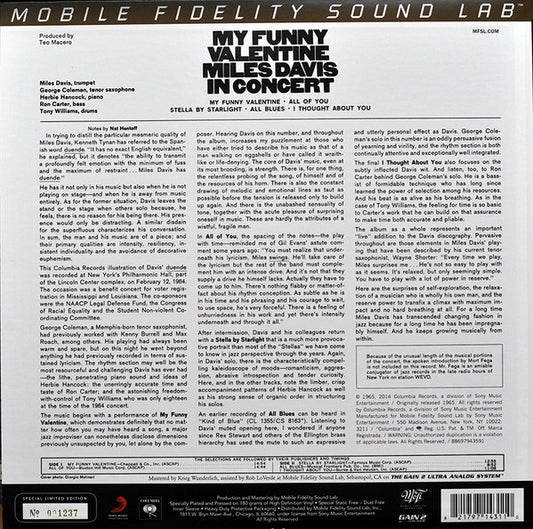 Miles Davis : My Funny Valentine - Miles Davis In Concert (LP, Album, Ltd, Num, RE, RM, S/Edition, 180)