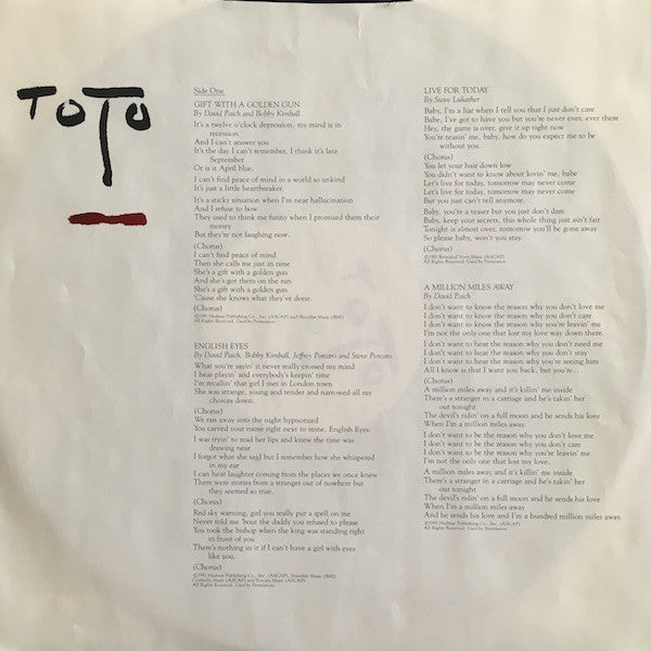 Toto : Turn Back (LP, Album, San)