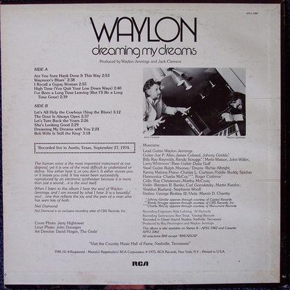 Waylon* : Dreaming My Dreams (LP, Album, RE, Ind)