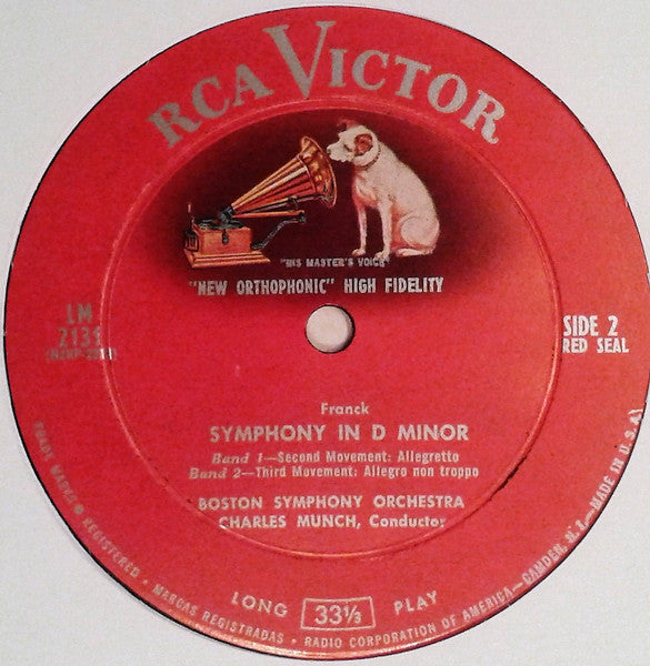 Franck* — Munch*, Boston Symphony* : Symphony In D Minor (LP, Mono, RP)