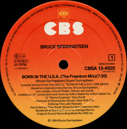 Bruce Springsteen : Born In The U.S.A. (12", Maxi, Sun)