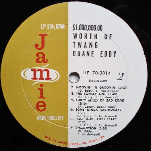 Duane Eddy His "Twangy" Guitar & The Rebels* : $1,000,000.00 Worth Of Twang (LP, Album, Mono, Pri)