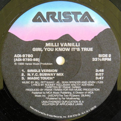 Milli Vanilli : Girl You Know It's True (12")
