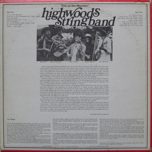 Highwoods Stringband : Fire On The Mountain (LP, Album, Wak)