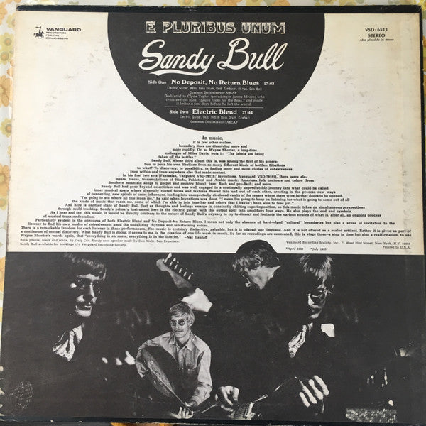 Sandy Bull : E Pluribus Unum (LP, Album, Promo)
