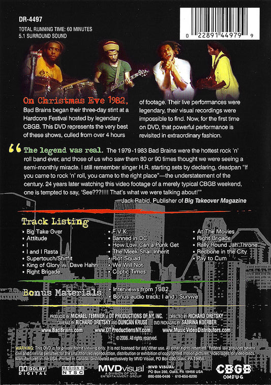 Bad Brains : Live At CBGB 1982 (DVD-V, RE, NTSC)