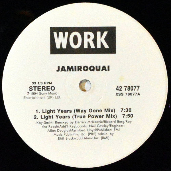 Jamiroquai : Light Years (12", Single)