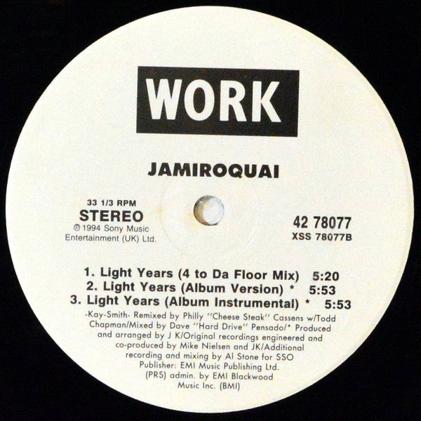 Jamiroquai : Light Years (12", Single)