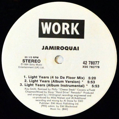 Jamiroquai : Light Years (12", Single)