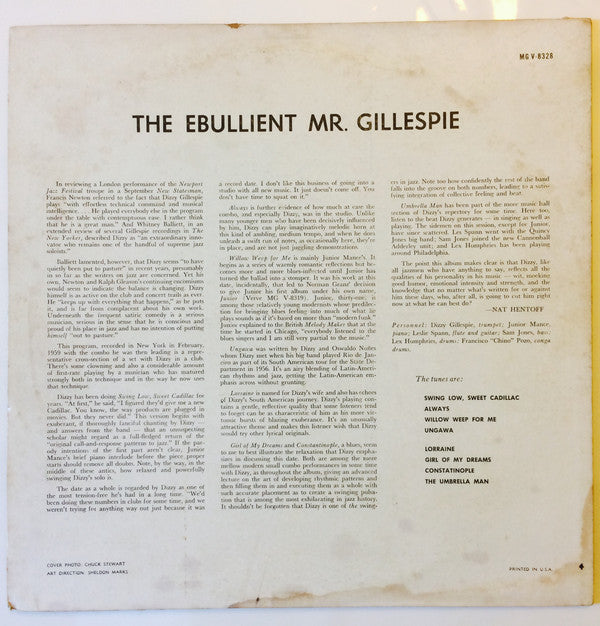 Dizzy Gillespie : The Ebullient Mr. Gillespie (LP, Album, Mono)