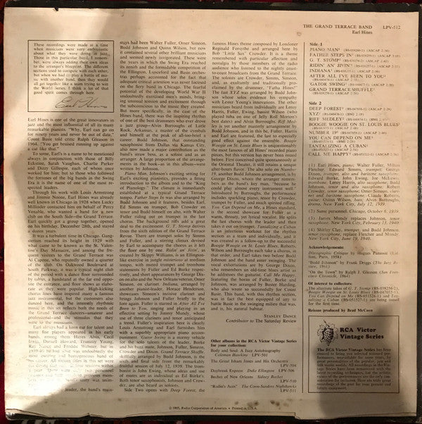 Earl Hines : The Grand Terrace Band (LP, Comp, Mono)