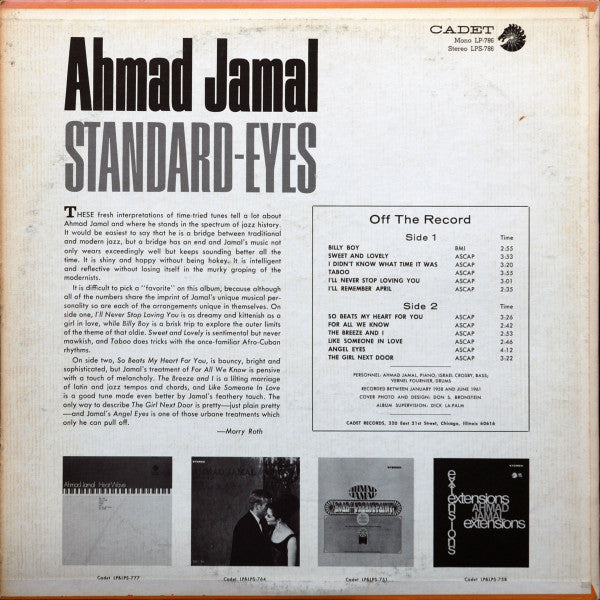 Ahmad Jamal : Standard-Eyes (LP, Album, RCA)
