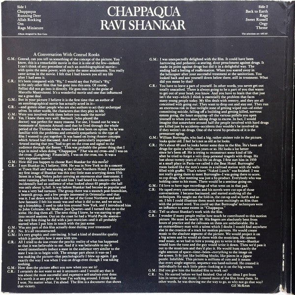 Ravi Shankar : Chappaqua (The Original Sound Track Recording) (LP, Album)