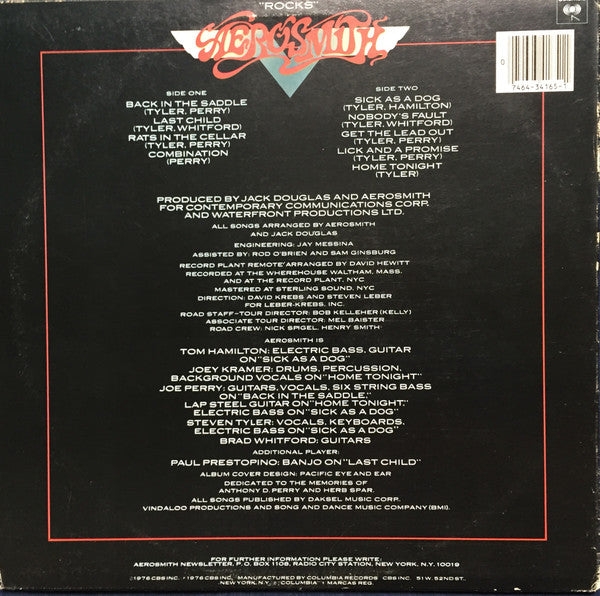 Aerosmith : "Rocks" (LP, Album, RE, Pit)
