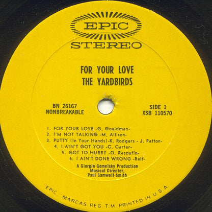 The Yardbirds : For Your Love (LP, Album, Pit)