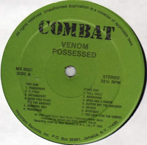 Venom (8) : Possessed (LP, Album, Gre)