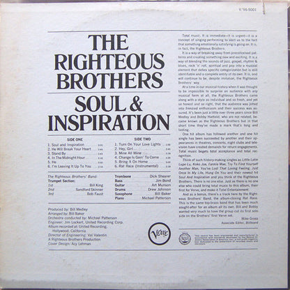 The Righteous Brothers : Soul & Inspiration (LP, Album, RE)