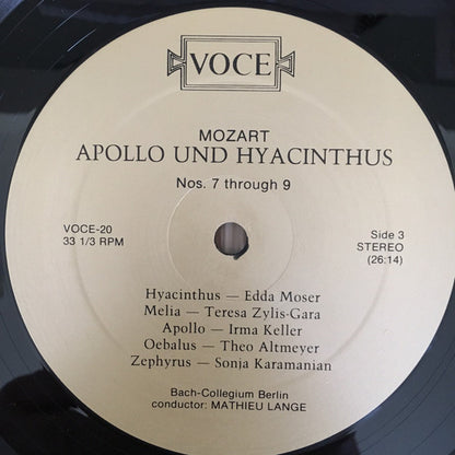 Mozart*, Edda Moser, Teresa Żylis-Gara, Irma Keller, Theo Altmeyer, Sonja Karamanian*, Bach-Collegium Berlin, Mathieu Lange* : Apollo Und Hyacinthus K. 38 (2xLP)