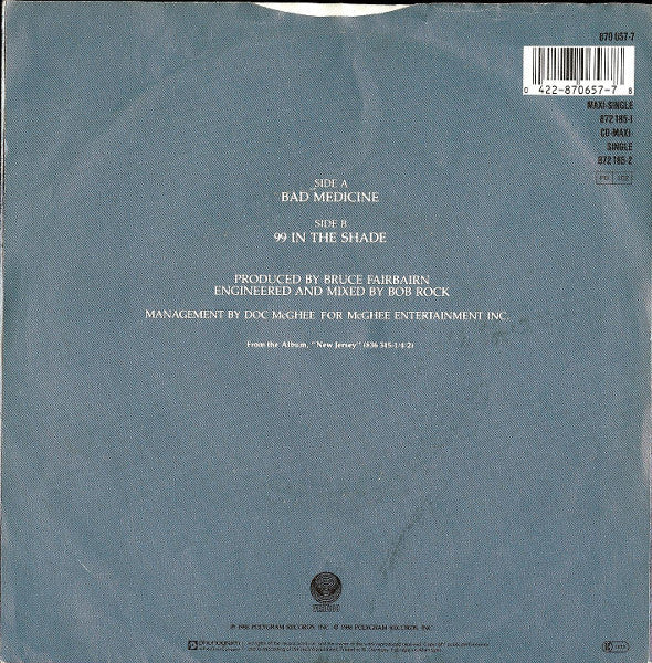 Bon Jovi : Bad Medicine (7", Single, Inj)