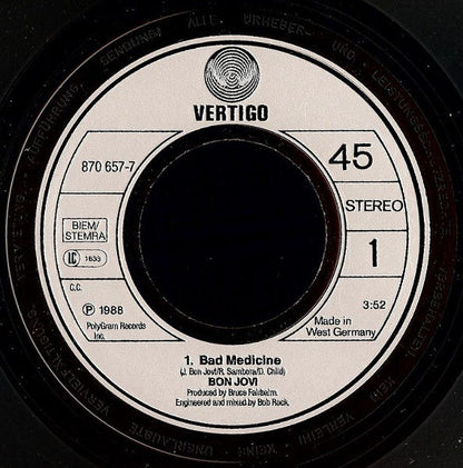 Bon Jovi : Bad Medicine (7", Single, Inj)