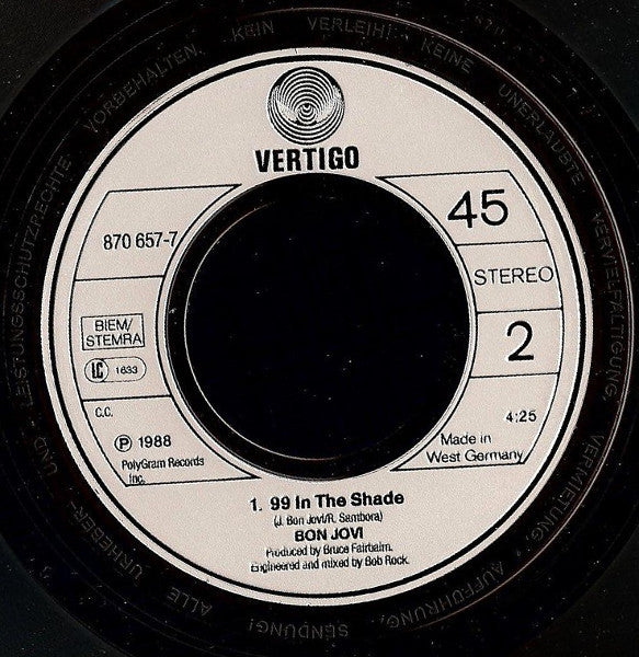 Bon Jovi : Bad Medicine (7", Single, Inj)