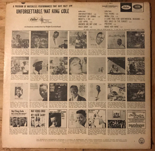 Nat King Cole : Unforgettable (LP, Album, Mono, Scr)