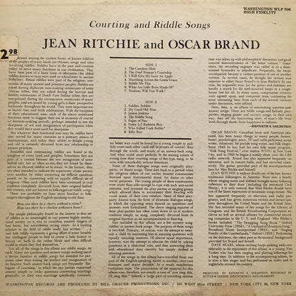 Jean Ritchie And Oscar Brand : Courting and Riddle Songs (LP, Album, RE)