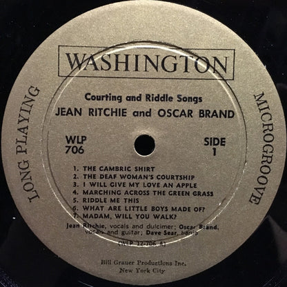 Jean Ritchie And Oscar Brand : Courting and Riddle Songs (LP, Album, RE)