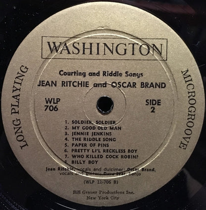 Jean Ritchie And Oscar Brand : Courting and Riddle Songs (LP, Album, RE)