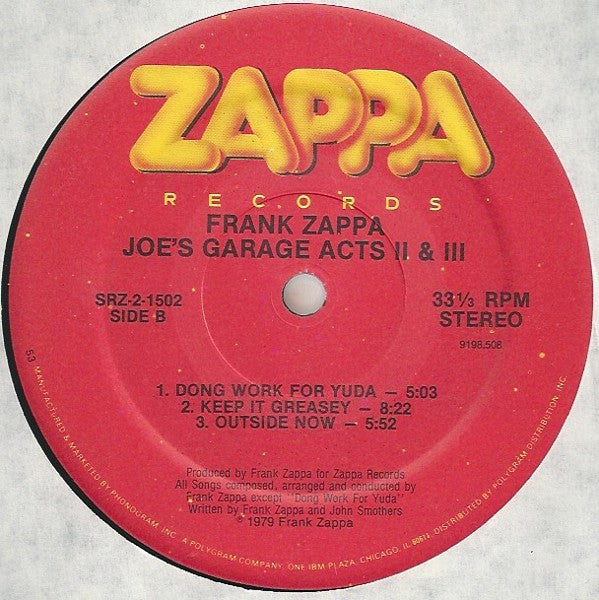Frank Zappa : Joe's Garage Acts II & III (2xLP, Album, 53 )