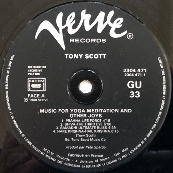 Tony Scott (2) : Music For Yoga Meditation And Other Joys (LP, Album, RE)