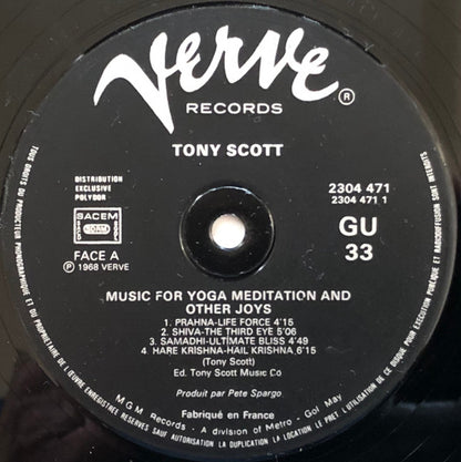 Tony Scott (2) : Music For Yoga Meditation And Other Joys (LP, Album, RE)
