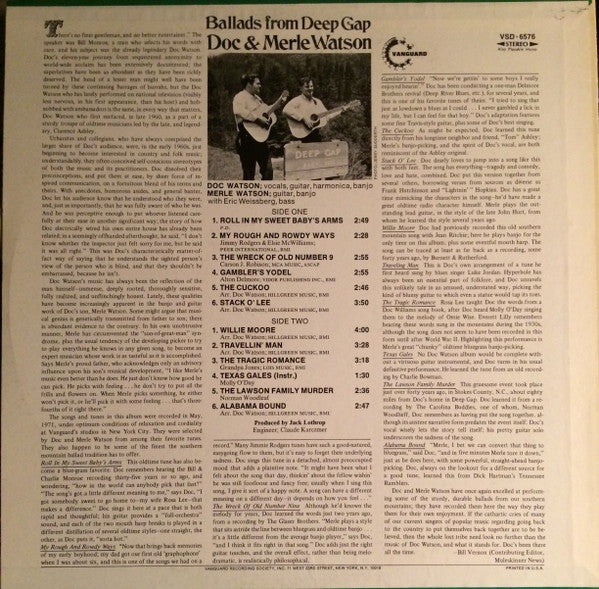 Doc & Merle Watson : Ballads From Deep Gap (LP, Album, RE)