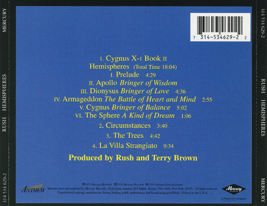 Rush : Hemispheres (CD, Album, RE, RM, RP)