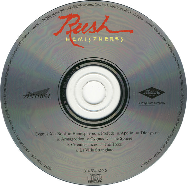 Rush : Hemispheres (CD, Album, RE, RM, RP)