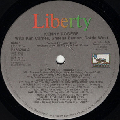Kenny Rogers With Kim Carnes, Sheena Easton & Dottie West : Duets (LP, Comp, RCA)
