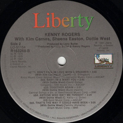 Kenny Rogers With Kim Carnes, Sheena Easton & Dottie West : Duets (LP, Comp, RCA)