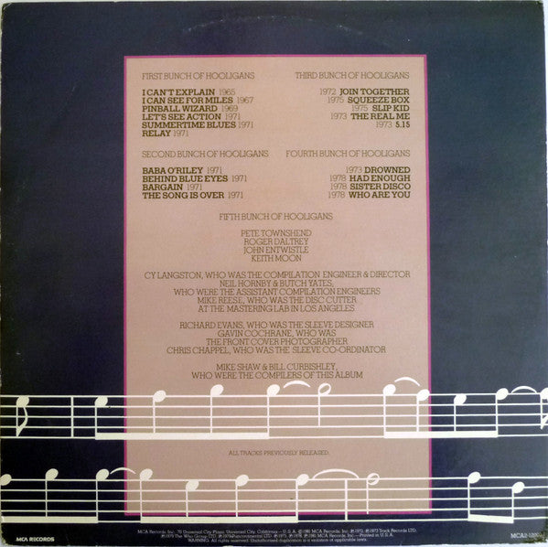 The Who : Hooligans (2xLP, Album, Comp, Glo)