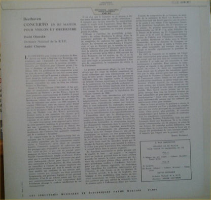 Beethoven* - David Oïstrach*, Orchestre National De La Radiodiffusion Française*, André Cluytens : Concerto Pour Violon Et Orchestre (LP, Album, RE)