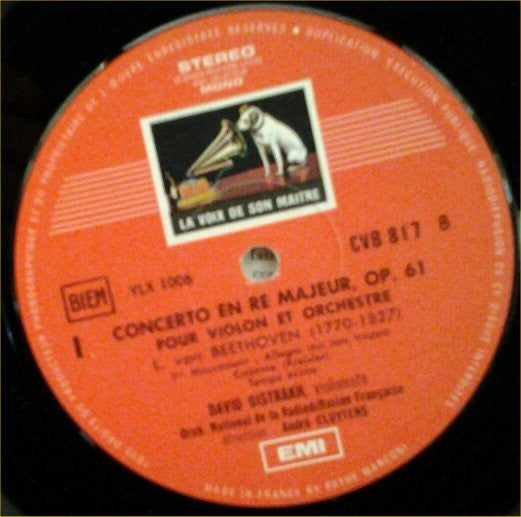 Beethoven* - David Oïstrach*, Orchestre National De La Radiodiffusion Française*, André Cluytens : Concerto Pour Violon Et Orchestre (LP, Album, RE)