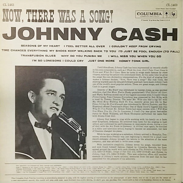 Johnny Cash : Now, There Was A Song! (LP, Album, Mono)