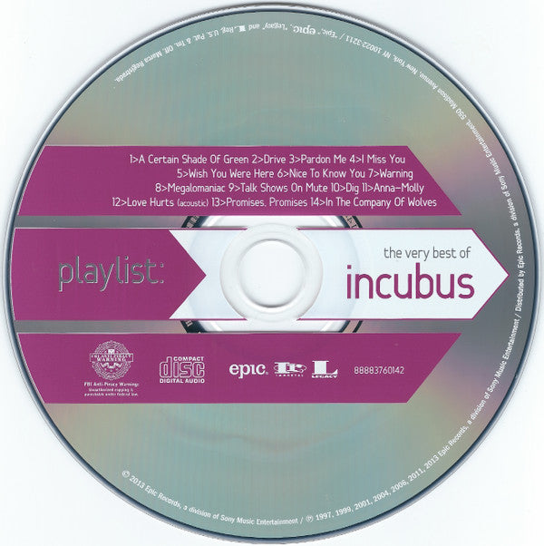 Incubus (2) : Playlist: The Very Best Of Incubus (CD, Comp)