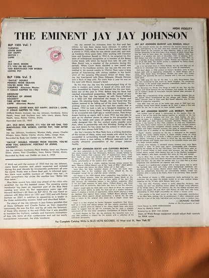 Jay Jay Johnson* : The Eminent Jay Jay Johnson Volume 1 (LP, Comp, Mono, RP)