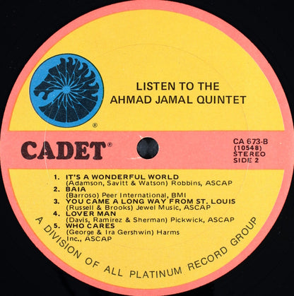 The Ahmad Jamal Quintet : Listen (LP, Album, RE)