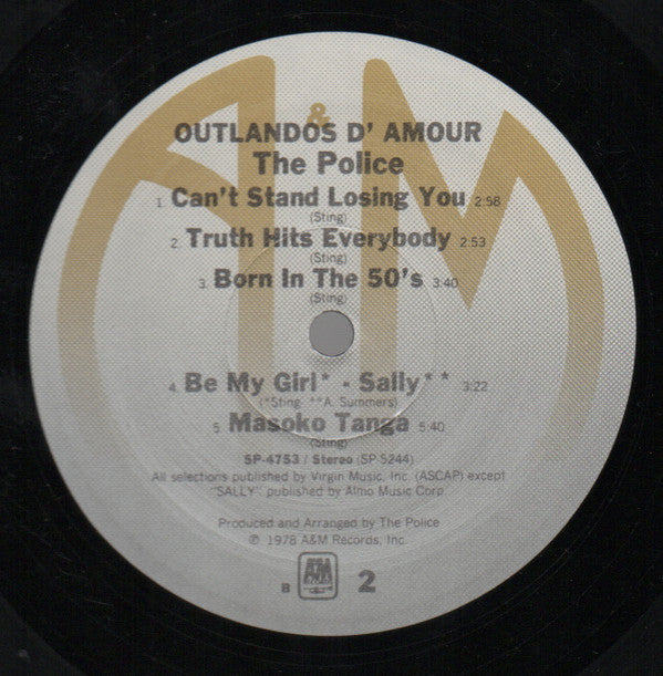 The Police : Outlandos D'Amour (LP, Album, Yel)