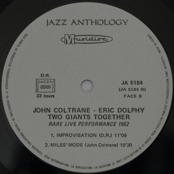 John Coltrane / Eric Dolphy : Two Giants Together - Rare Live Performance 1962 (LP, RE)